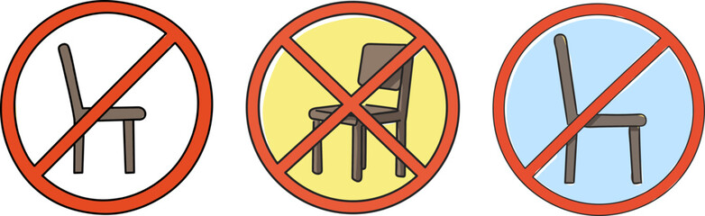 Fototapeta premium No chair symbol illustrations in hand-drawn style 