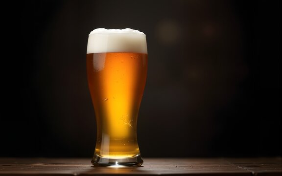 International beer day. Glass of light beer on a dark background. High quality