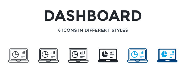 Dashboard Icon In Different Style Vector Illustration. Designed In Thin Line, Regular Line, Bold Line, Glyph, Color Line, And Color Glyph Style Can Be Used For Web
