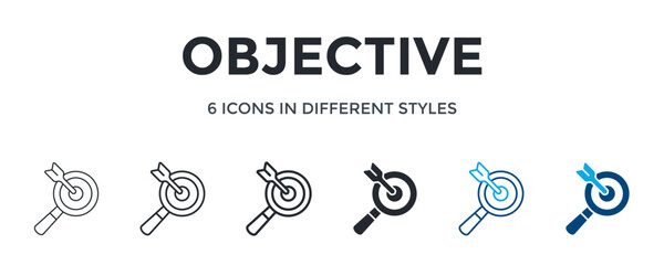 Objective Icon In Different Style Vector Illustration. Designed In Thin Line, Regular Line, Bold Line, Glyph, Color Line, And Color Glyph Style Can Be Used For Web