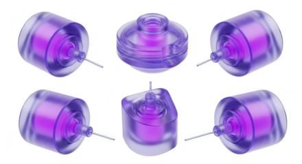 Isometric render of several micro-needling cartridges in a studio for beauty & skincare applications