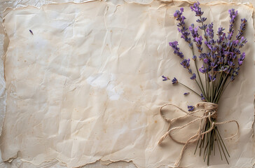 avender tied with twine paper