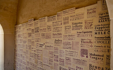 Tiles on the wall at Matera