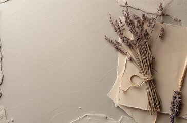 avender tied with twine paper