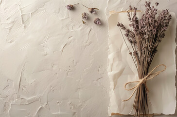 avender tied with twine paper