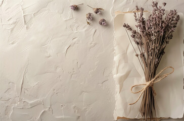 avender tied with twine paper