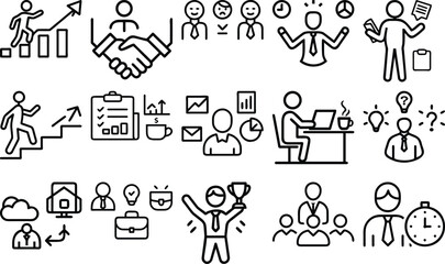 Vector art of collection of business and workrelated icons and illustrations