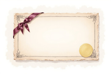 Vintage certificate template with gold seal and ribbon, perfect for academic and professional recognition