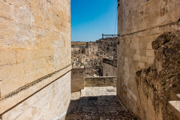 View of Matera between walls