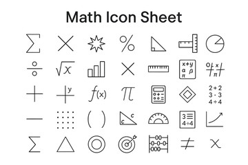 Mathematical Symbols: A comprehensive and meticulously curated collection of essential mathematical symbols, perfect for educational materials, scientific publications.
