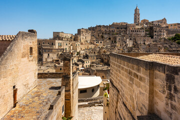 View of Matera between walls