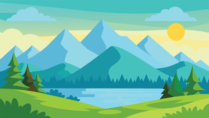 Naklejka premium summer landscape with mountains