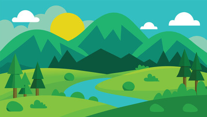 Fototapeta premium landscape with mountains and trees