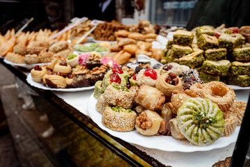 Turkish delight Markt Stände in den Souks von Marrakesch