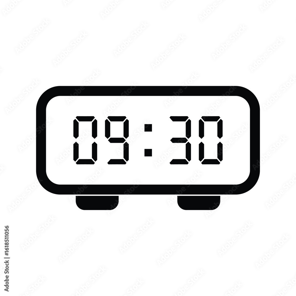 Poster digital clock display with digital number design. digital clock icon sign and symbol alarm signs. co