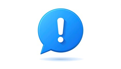 Blue exclamation bubble graphic