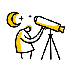 Astronomer – Hand Drawing Icon for Web and Graphic Design
