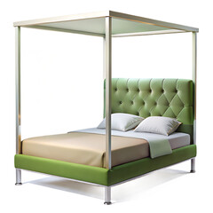 Upholstered Modern Canopy Bed Frame in Dark Navy