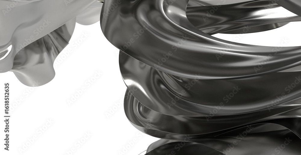 Poster close-up of flowing gray and black fabric, creating abstract shapes and textures. ideal for design a