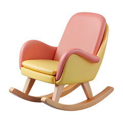 Modern Rocking Chair in Walnut and Fabric with Gentle Curves