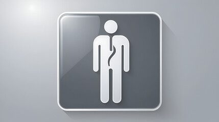 Fototapeta premium White High human body temperature or get fever icon isolated on grey background. Disease, cold, flu symptom. Square glass panels. Vector Illustration