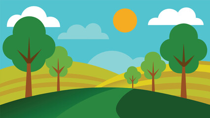 Obraz premium landscape with trees and hills