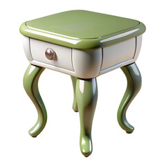 Petite Pistachio Green Enamel Side Table with Curved Design