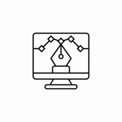 pen tool monitor icon sign vector