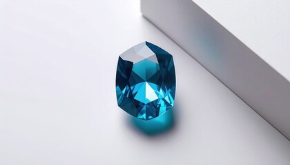 Radiant Blue Gemstone On White Background