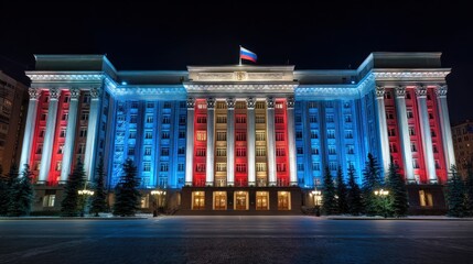 Night View of Illuminated Government Building
