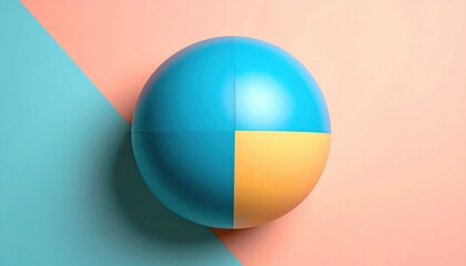 Colorful Geometric Sphere On Pastel Background