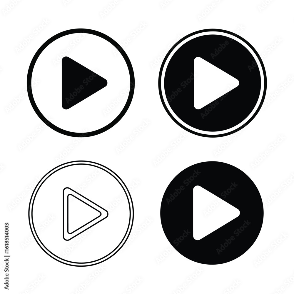 Aufkleber vector illustration of play button icons in various styles perfect for user interfaces and multimedi