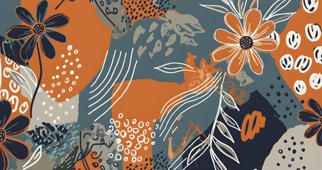 Flat-design floral pattern