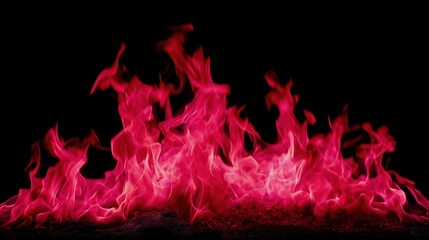 Vibrant pink flames against black background with intense energy
