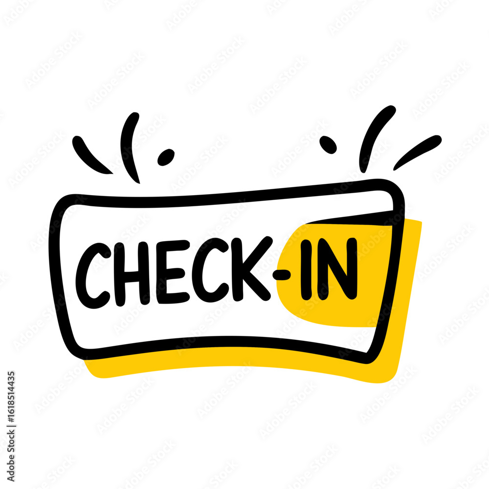 Poster check in – hand drawing icon for web and graphic design