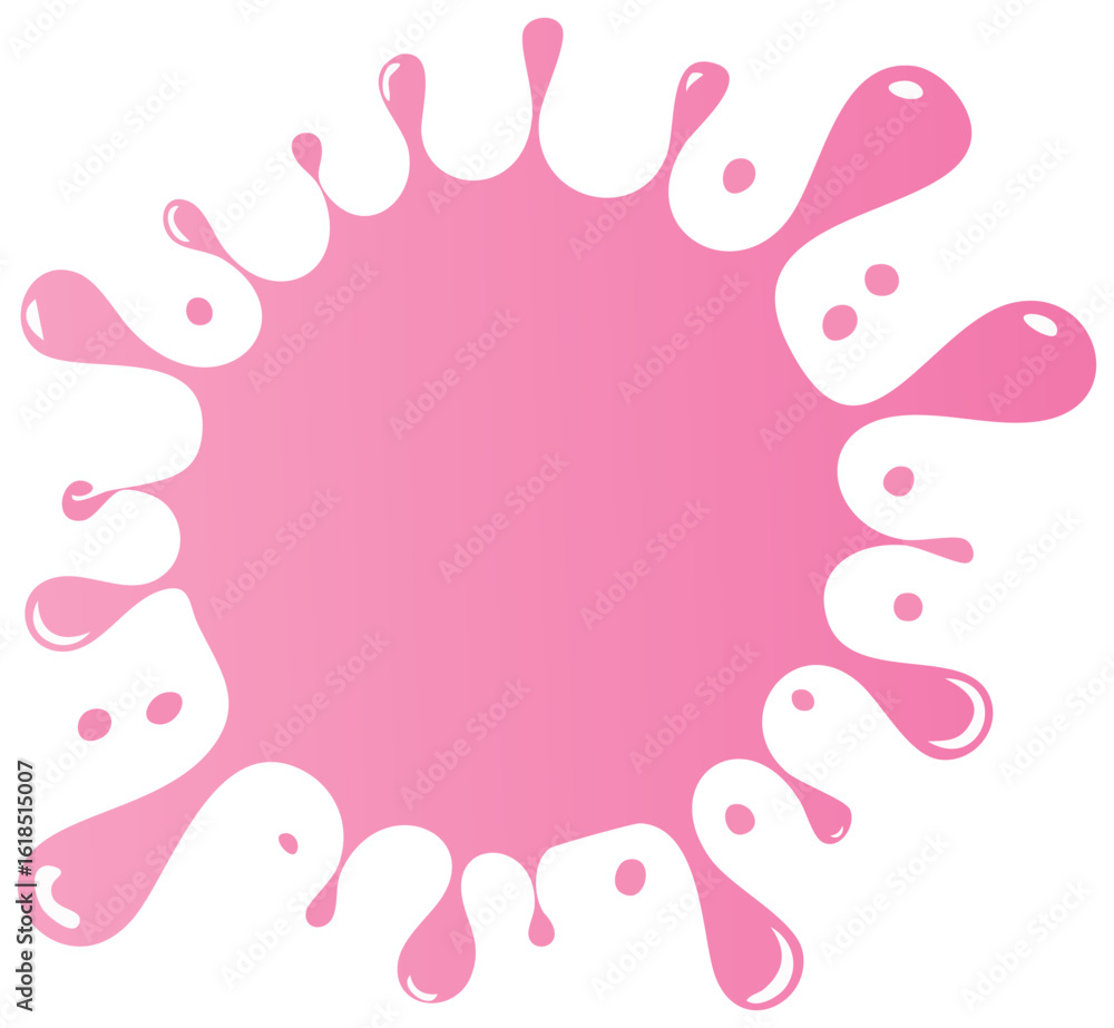Poster vibrant pink liquid splash with irregular shape and small droplets abstract design element