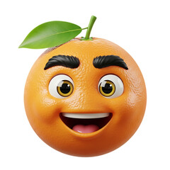 Fototapeta premium 3d Happy orange character with leaf isolated on transparent background