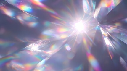 Prism light refraction with rainbow spectrum reflections and flares