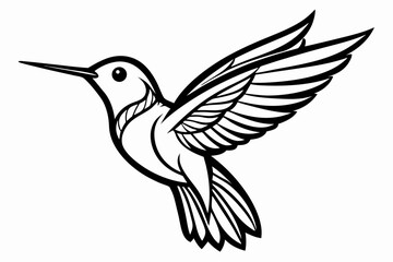 hummingbird vector black and white silhouette