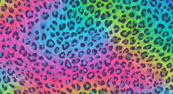 Vibrant rainbow leopard print pattern