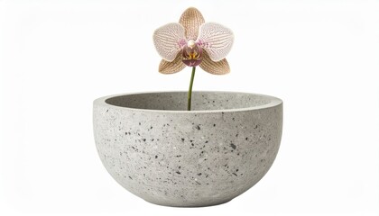 Elegant Orchid In Modern Concrete Bowl