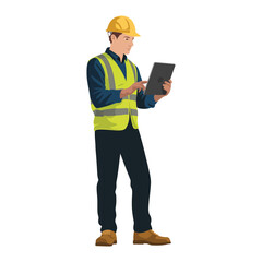 Warehouse Worker Tracking Orders – Logistics Vector