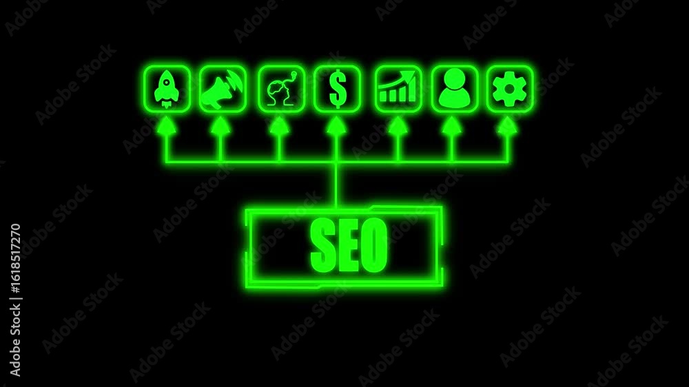 Poster business, technology, internet and network concept. seo search engine optimization transparent backg