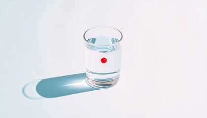 Glass Of Water With Red Pill In Daylight