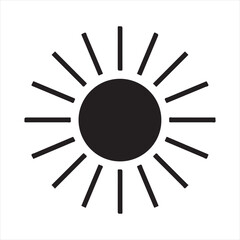 Geometric Sun Vector Icon – Sunshine Rays Illustration Isolated on White Background