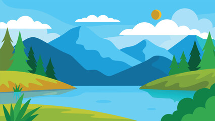 landscape with mountains and blue sky