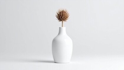 Minimalist White Vase With Dried Flower