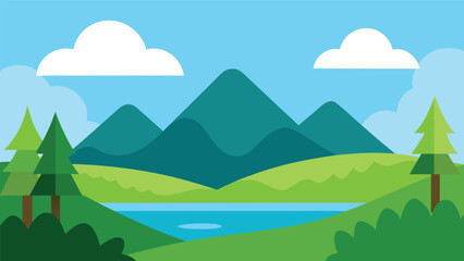 Fototapeta premium landscape with mountains and trees