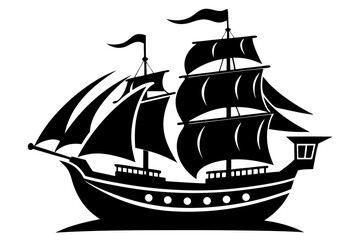 ship black and white silhouette