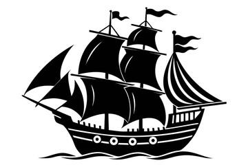 ship black and white silhouette